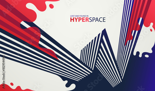 Energy theme vector abstract background, fluid splash over lines in 3D perspective, explosion blast of surreal lava wallpaper art, dynamic motion in chaos.