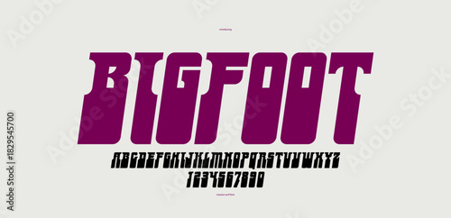 Bold and strong vector geometric font for logos and branding, heavy letters alphabet for posters and advertising, display typeface with huge fat letters, italic version.