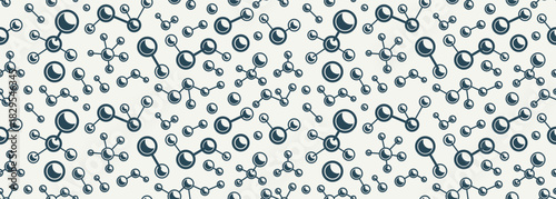 Molecules seamless pattern, vector endless background with a lot of different molecules that can be used separately as an icons or illustrations, chemistry and pharma wallpaper.