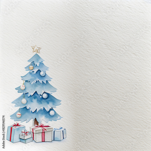 Peaceful watercolor Christmas tree with soft colors