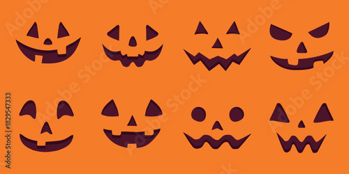 Halloween Jack o Lantern Faces Set