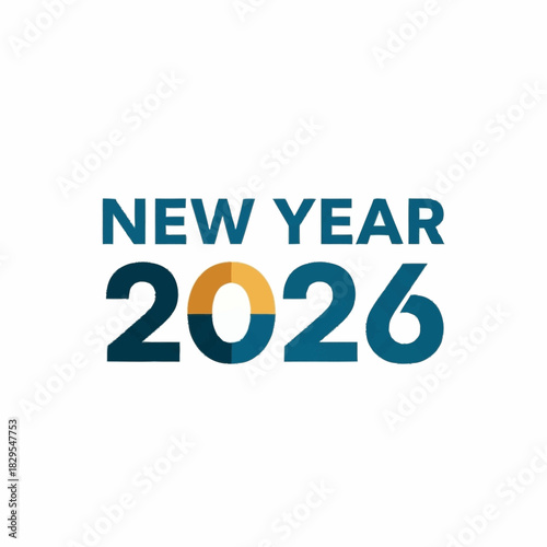 New Year 2026 Celebration Festive Design with Blue and Gold Colors.