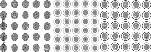 Fingerprint vector line art bundle collection. security, privacy, identify, verify.