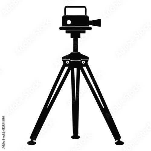 Black camera on tripod ensures stable support for precise shots and recordings