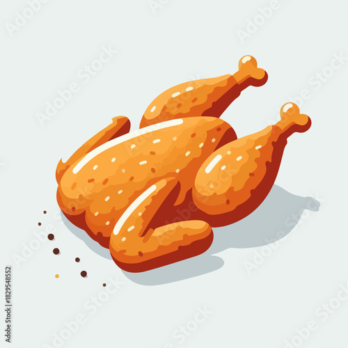 whole fried chicken illustration