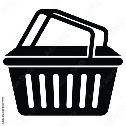 Black shopping basket with handle offers convenience for carrying goods with efficiency