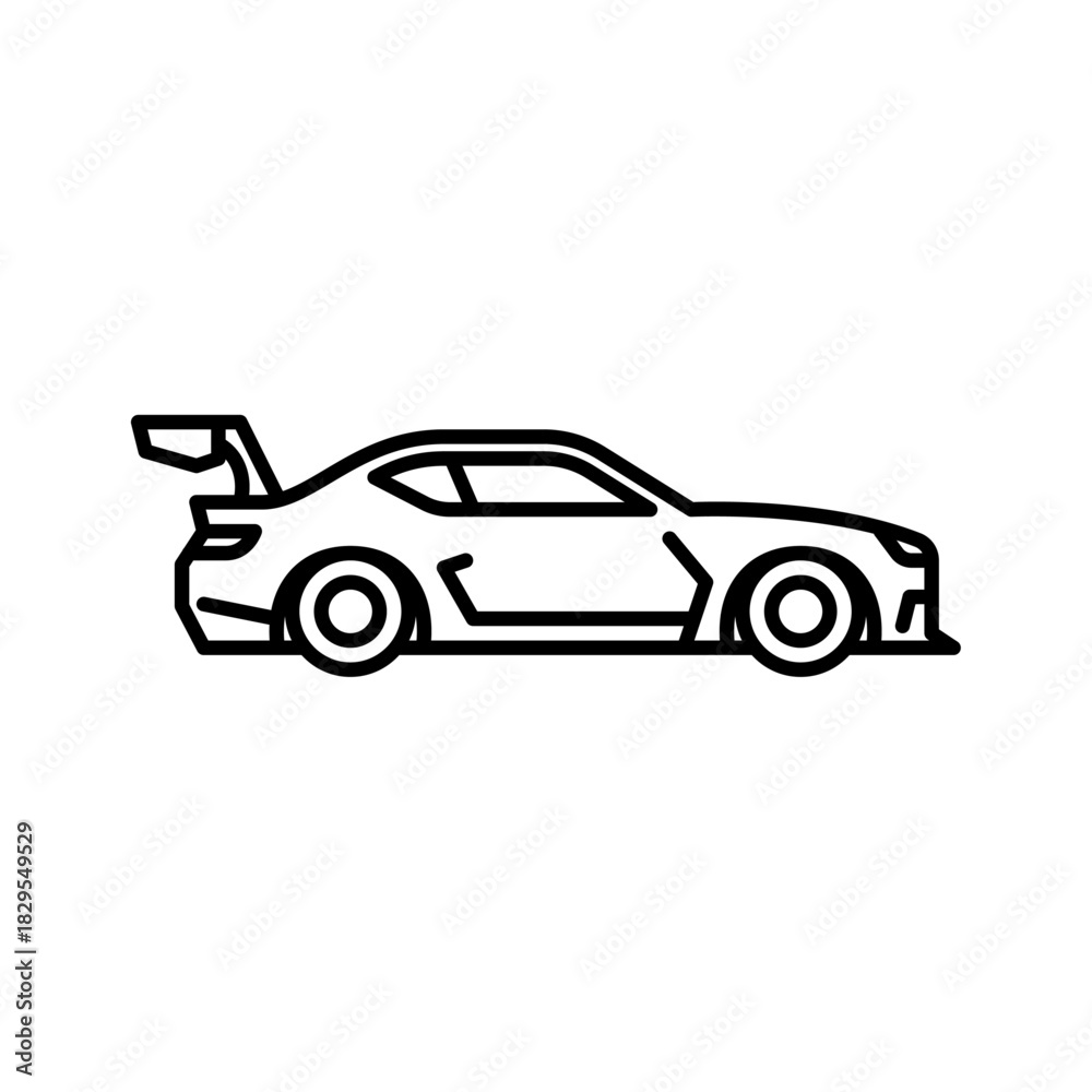 Obraz premium Race car outline icon. motorsport black line illustration.