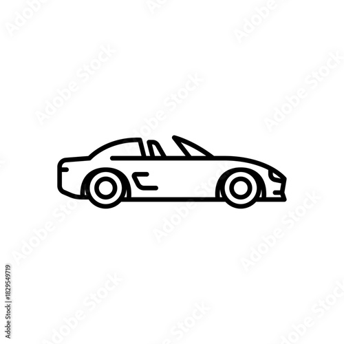 Convertible Sport car outline icon. Roadster car black line illustration.