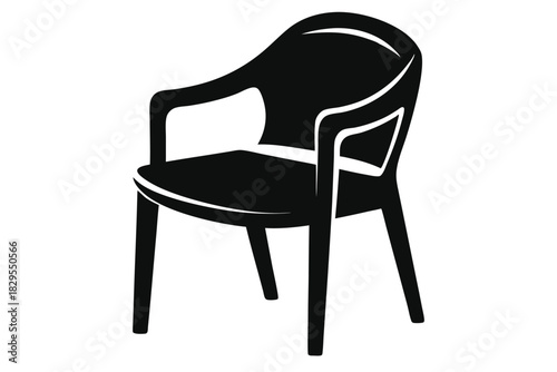 Silhouette chair with black finish and armrests stands alone against a white background