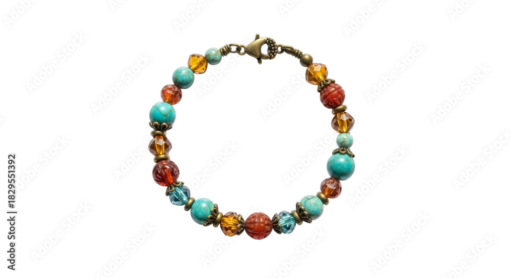 Obraz premium Handmade Beaded Bracelet Isolated on Transparent Background
