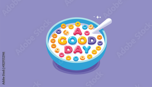 A Good Day Cereal Bowl Illustration