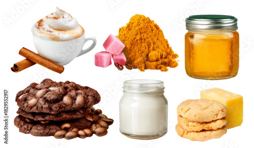 Cozy Morning Coffee Setup with Sweet Treats and Flavorful Ingredients