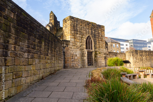 Newcastle Upon Tyne’s medieval town walls and inner face of Heber Tower