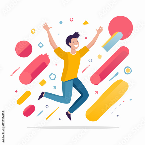 un homme plein d'énergie positive et d’émotion heureuse