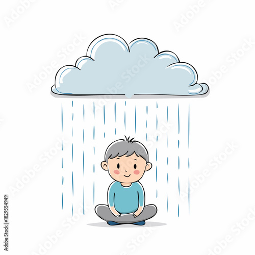 un enfant seul sous la pluie symbole de solitude et de réflexion