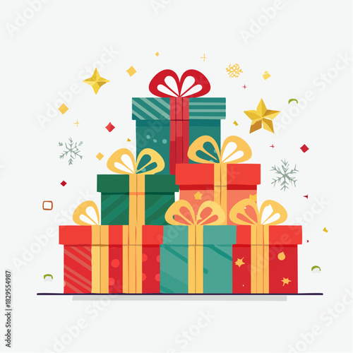 Illustration vectorielle de cadeaux stylisés pour fêtes et célébrations