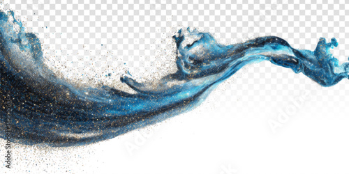 Vector blue galaxy splash effect isolated on the transparent background.