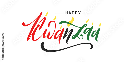 Vector lettering of Happy Kwanzaa isolated on the white background.