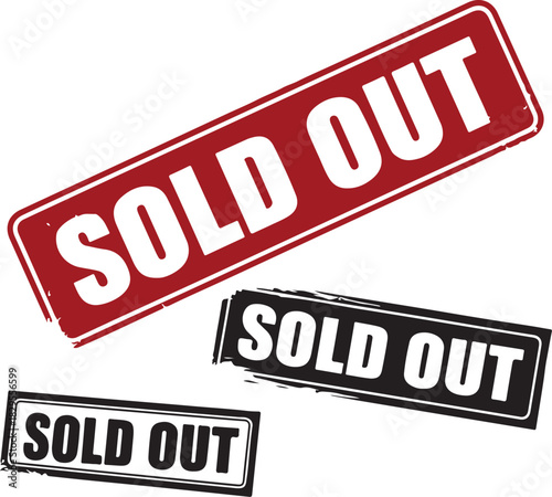 Sold Out Red Stamp – Vector Label for Unavailable Product or Service
