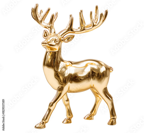 Golden deer home decoration isolated on white