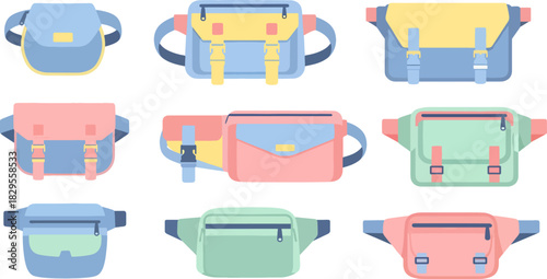 Colorful Children's Waist Bags Set in Pastel Shades for Kids
