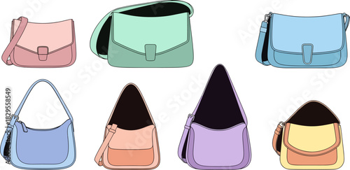 Colorful Handbags Collection in Various Pastel Shades for Fashion Accessories