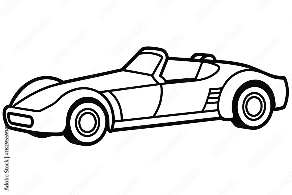 Obraz premium The convertible sportscar is outlined in solid black, presenting a sleek, fast automobile illustration