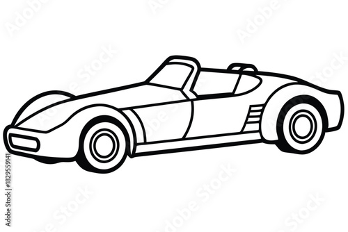 The convertible sportscar is outlined in solid black, presenting a sleek, fast automobile illustration