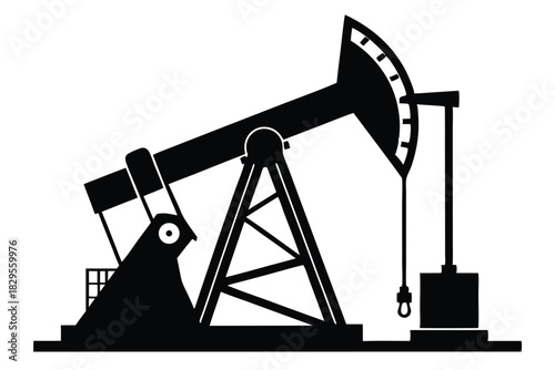 Silhouette of a pumpjack showcases essential machinery used for crude oil extraction effectively in solid black