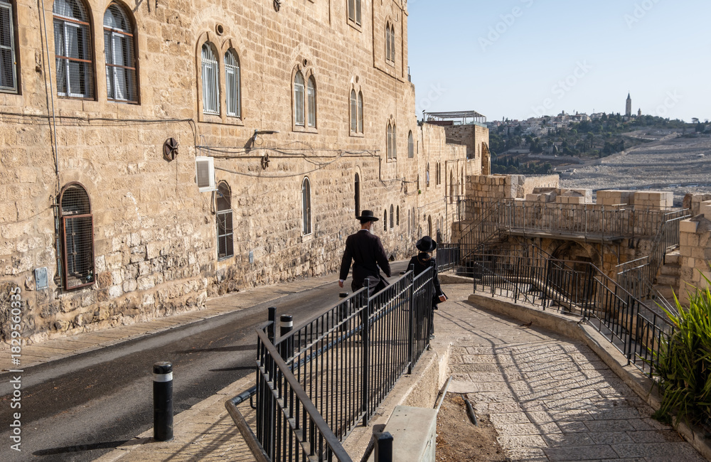 custom made wallpaper toronto digitalTwo undefined orthodox persons walk toward The Western Wall in Jerusalem's Old City