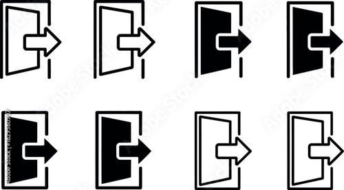 Collection of logout and exit icons in various styles