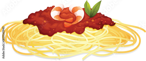 Delicious pasta bolognese on transparent background , italian food. spaghetti pasta in black plate on dark background.