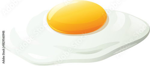 fried egg on a white background,  Close up of a fried egg with a bright yellow yolk on a white background plain