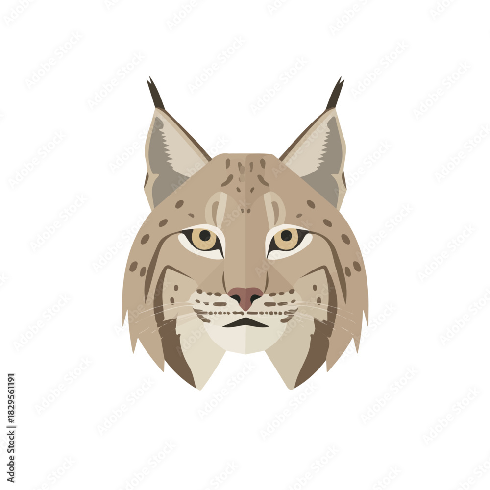 Obraz premium 2D flat vector illustration of Lynx, designed in a clean icon style and isolated on a white background.