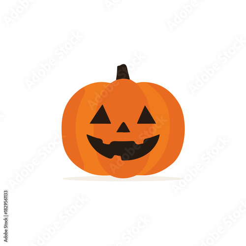 Modern flat 2D vector illustration of Jack-o-lantern, clean and minimal design, isolated on white background.
