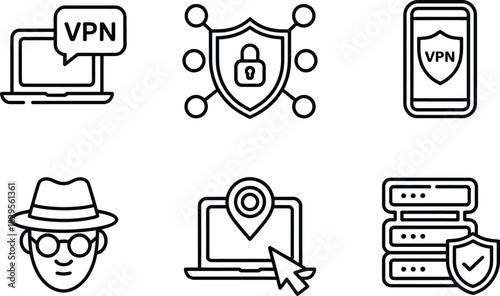 Cybersecurity, vpn, privacy, data & network safety.