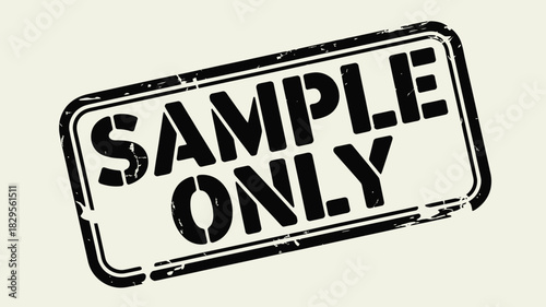 A rectangular black stamp with rounded corners displaying the words sample only in bold black font