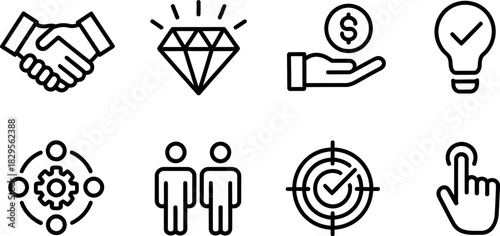Business, finance, teamwork, success concept line icon