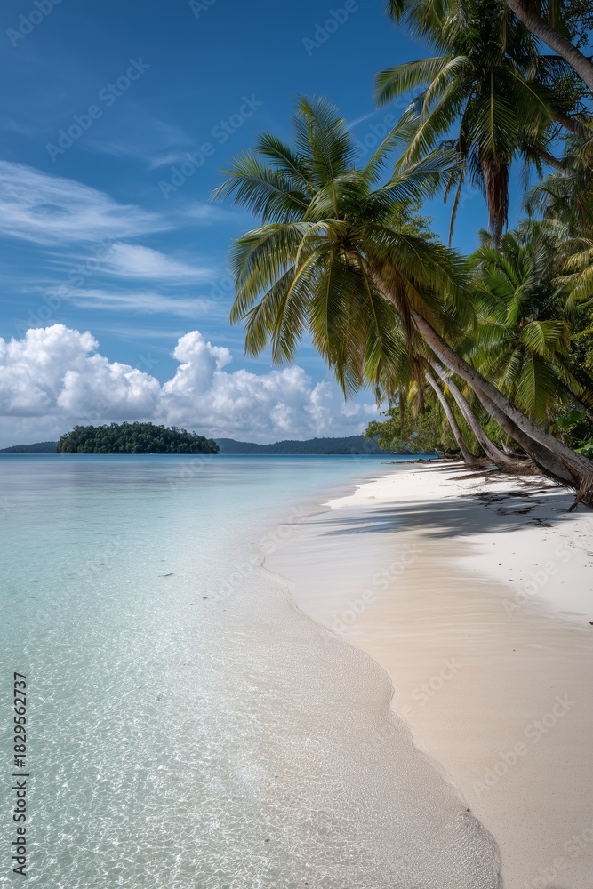 Fototapeta premium Palm Tree on Sandy Beach
