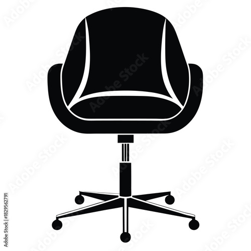 Black silhouette of a modern office chair with five wheels makes an elegant statement