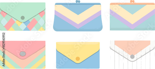 Colorful Geometric Clutch Wallets Set in Pastel Shades for Fashion Accessories