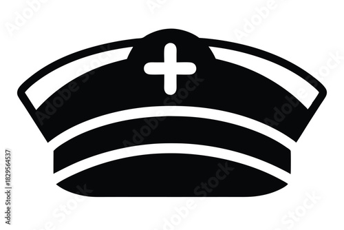 The monochrome nurse cap with cross symbol design is simple and aesthetically pleasing