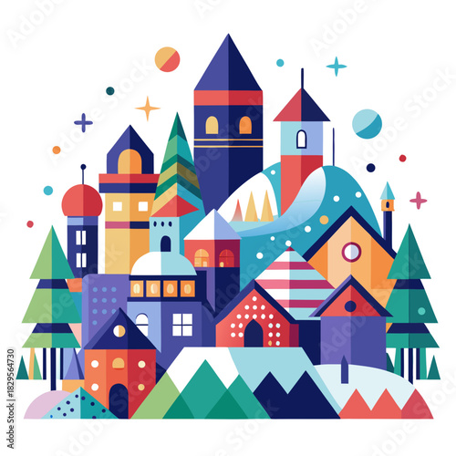 fairy tale castle vector illustration