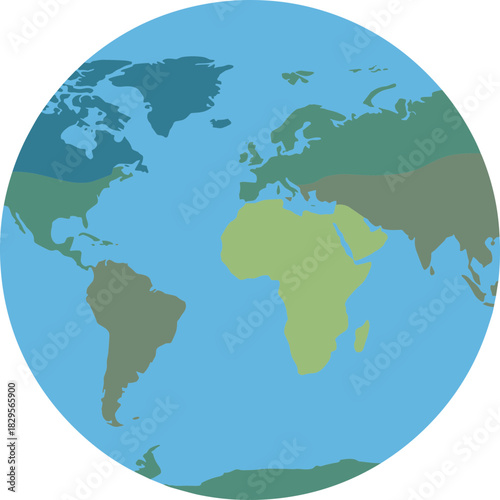 Flat Style Simplified World Map Geography Illustration Detailed Earth Graphic