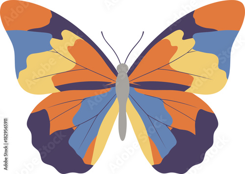 Flat Design Butterfly Colorful Wing Pattern Beautiful Insect Illustration