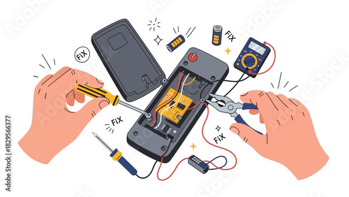 Mobile Phone Repair Service Hands Fixing a Broken Smartphone