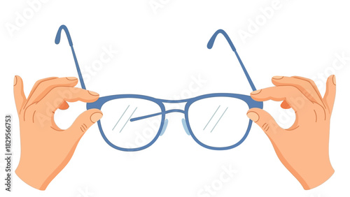 Hands Holding Glasses A Vector Illustration Showcasing Eye Care and Vision Correction