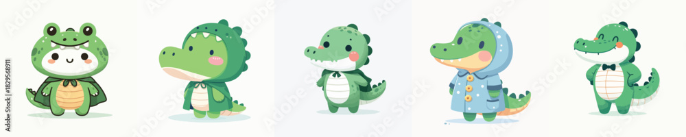 Fototapeta premium cute crocodile vector in cute costume