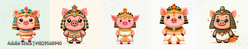 cute pig vector in Cleopatra costume