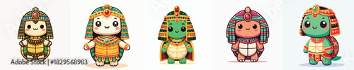 cute turtle vector in Cleopatra costume